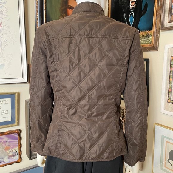 NWT Faconnable Dark Brown Quilted Short Jacket with 2 Way Zipper and Pockets M - Picture 3 of 7